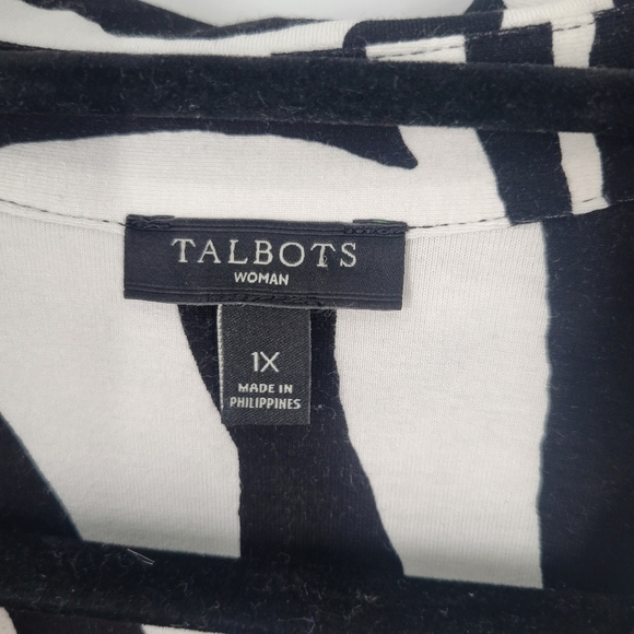 Talbots Dress Size XL Animal Print Zebra Stripe Black White - Picture 3 of 5